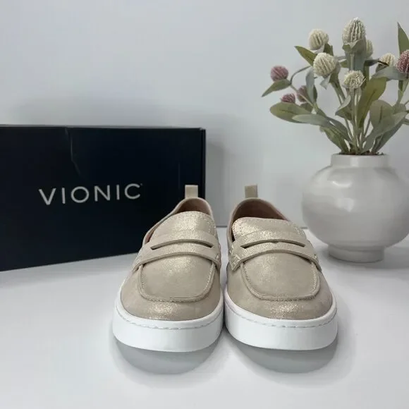 Vionic Uptown Leather Slip On Loafer Shoe Gold I6609L4701 Women's 6 M NWB - Picture 3 of 9